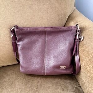 The SAK Maroon Burgundy Pebbled Leather Satchel Purse Shoulder Handbag